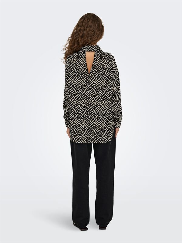 ONLKATTY LIFE L/S LOOSE SHIRT PTM Kadın Siyah Gömlek - 15341494