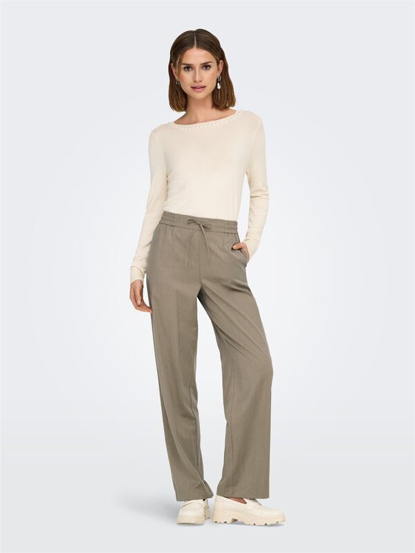 ONLKAZO HW PULL-UP PINST STR PANT TLR Kadın Bej Pantolon - O15341218