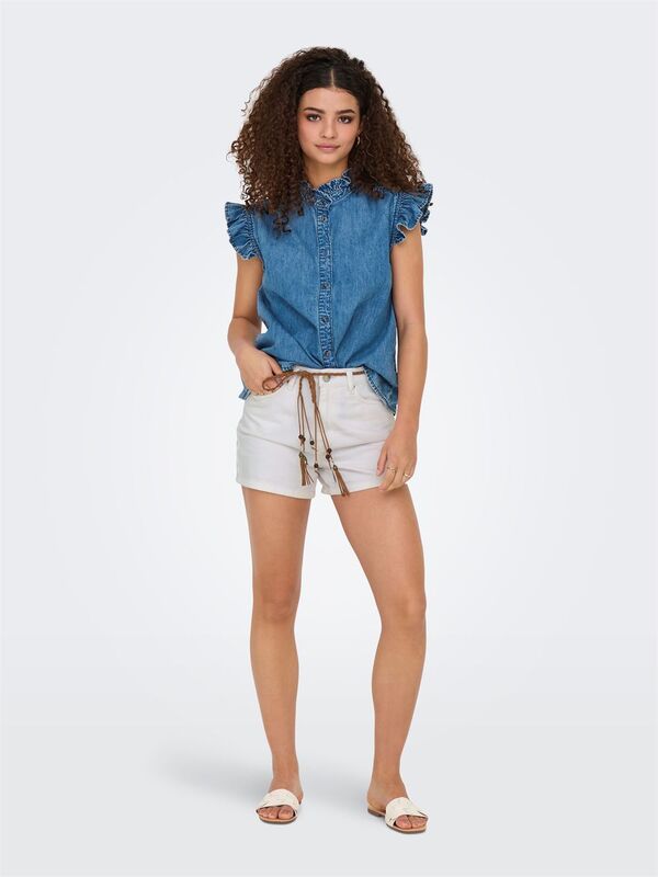 ONLKELLY HW SHORTS DNM AZG017 Kadın Beyaz Şort - 15221469