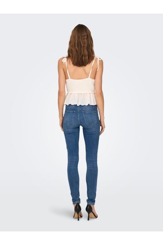 ONLKRISTIN SL SHORT WOVEN MIX TOP KNT Kadın Beyaz Kazak - 15287340