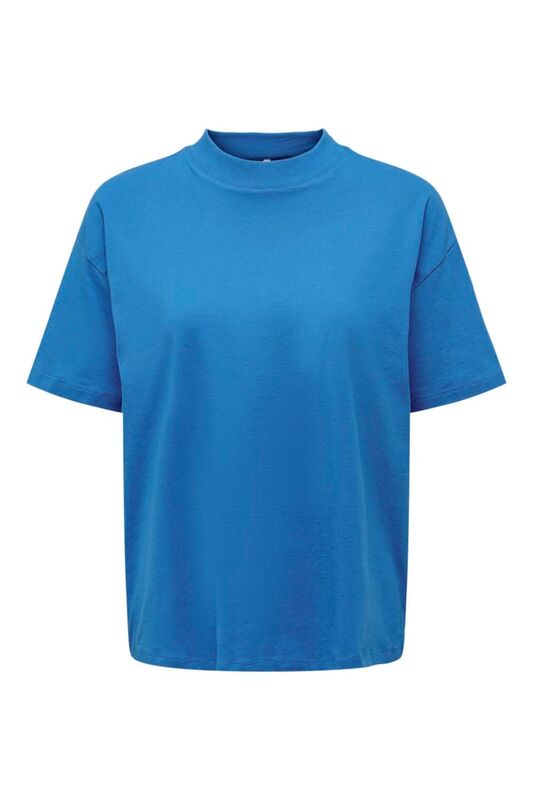 Only - ONLLAURA S/S MOCK NECK TOP JRS Kadın Mavi T-Shirt - 15299418