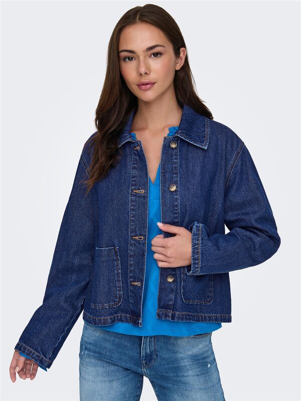 ONLLERIN LS POCKET DNM JACKET QYT Kadın Lacivert Denim Ceket - 15338904