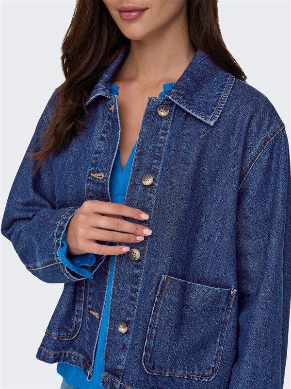 ONLLERIN LS POCKET DNM JACKET QYT Kadın Lacivert Denim Ceket - 15338904