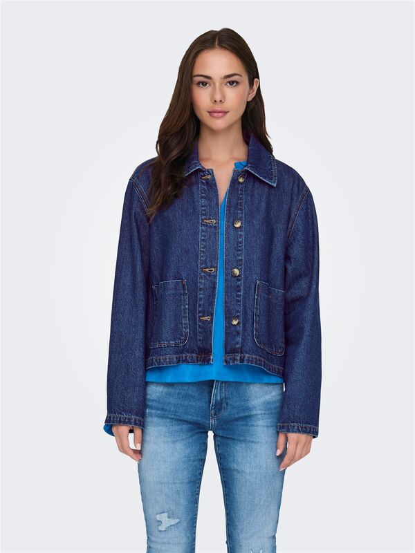ONLLERIN LS POCKET DNM JACKET QYT Kadın Lacivert Denim Ceket - 15338904