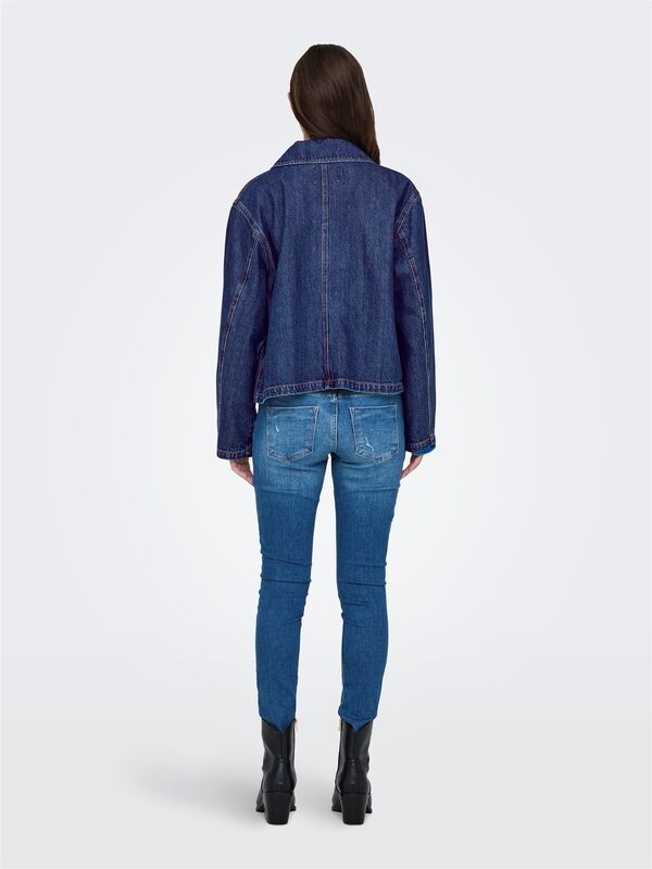 ONLLERIN LS POCKET DNM JACKET QYT Kadın Lacivert Denim Ceket - 15338904