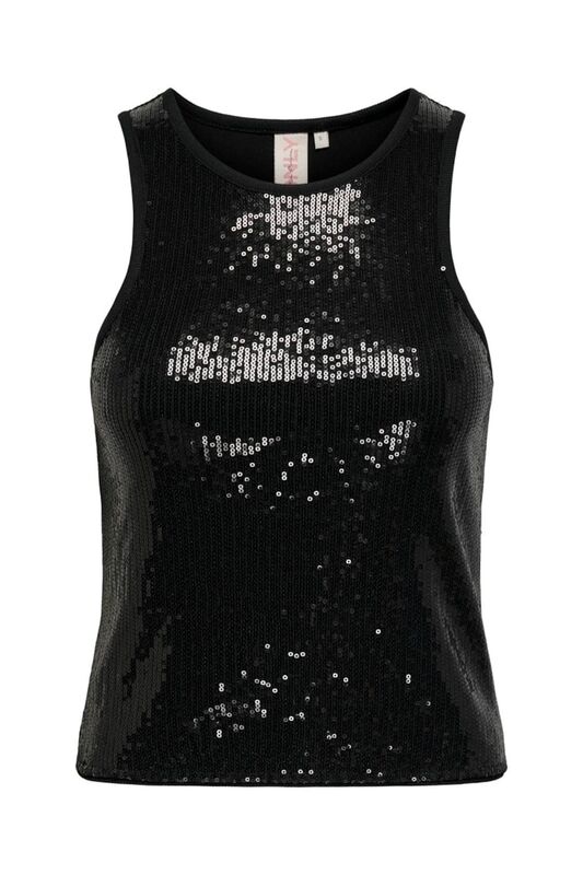 Only - ONLLINDSAY SEQUINS TANK TOP WVN Kadın Siyah Bluz - 15332690