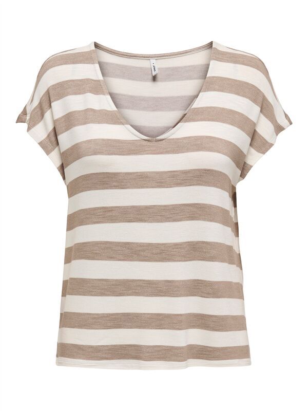 ONLLIRA LIFE S/S V-NECK TOP JRS NOOS Kadın Kahverengi Bluz - 15252103