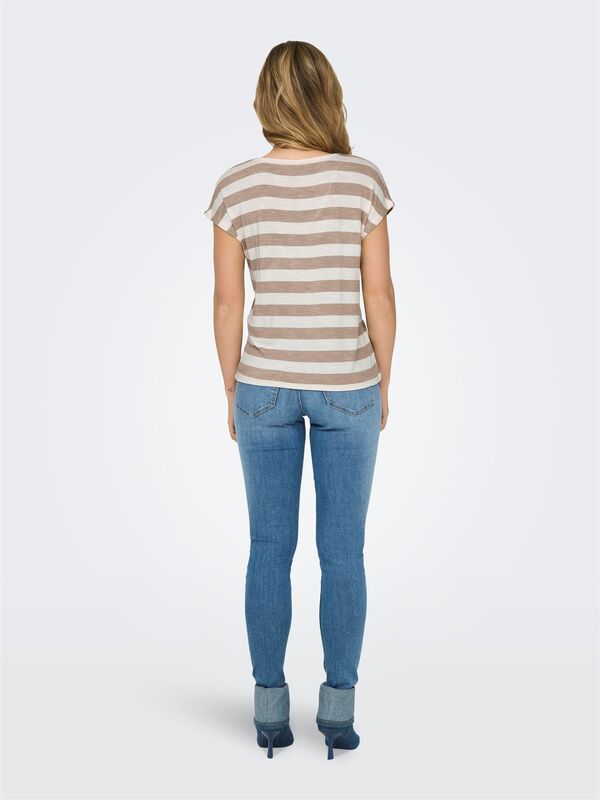 ONLLIRA LIFE S/S V-NECK TOP JRS NOOS Kadın Kahverengi Bluz - 15252103