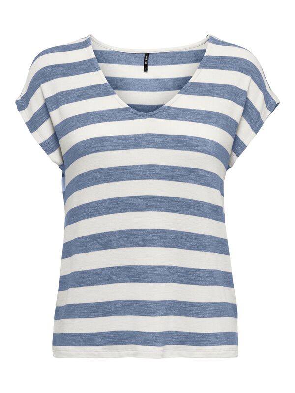 ONLLIRA LIFE S/S V-NECK TOP JRS NOOS Kadın Mavi Bluz - 15252103