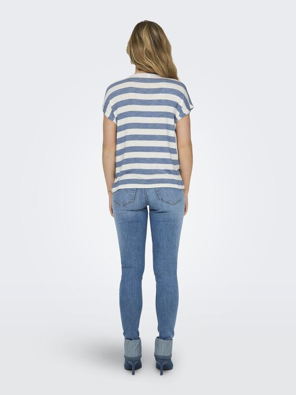 ONLLIRA LIFE S/S V-NECK TOP JRS NOOS Kadın Mavi Bluz - 15252103