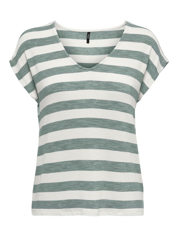 ONLLIRA LIFE S/S V-NECK TOP JRS NOOS Kadın Yeşil Bluz - 15252103