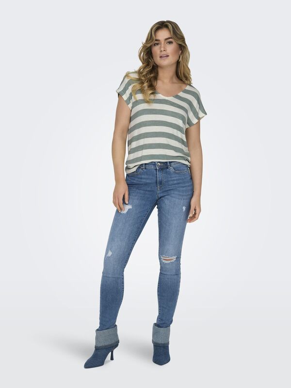 ONLLIRA LIFE S/S V-NECK TOP JRS NOOS Kadın Yeşil Bluz - 15252103