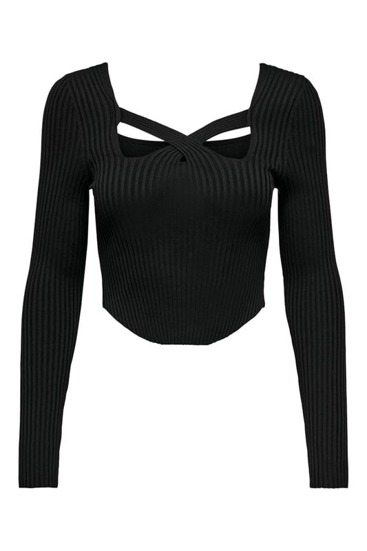 Only - ONLLISA LS SQUARENECK KNT Kadın Siyah Kazak - 15300377