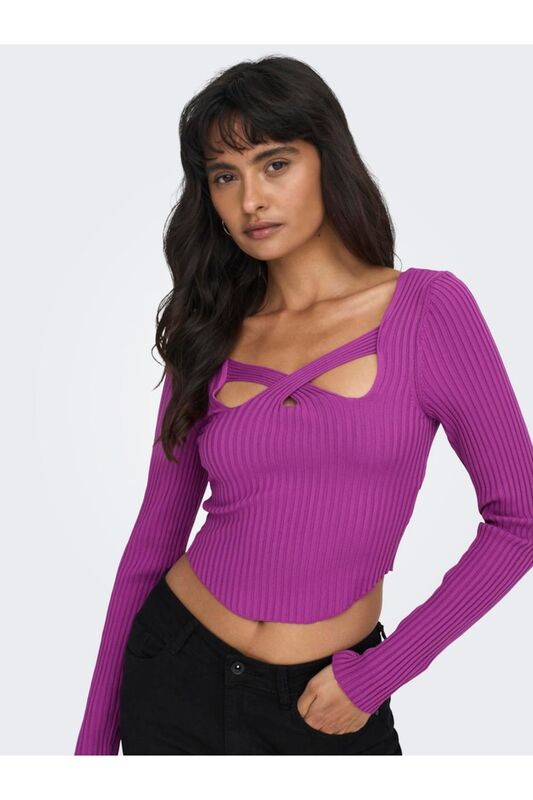 ONLLISA LS SQUARENECK KNT Kadın Mor Kazak - 15300377