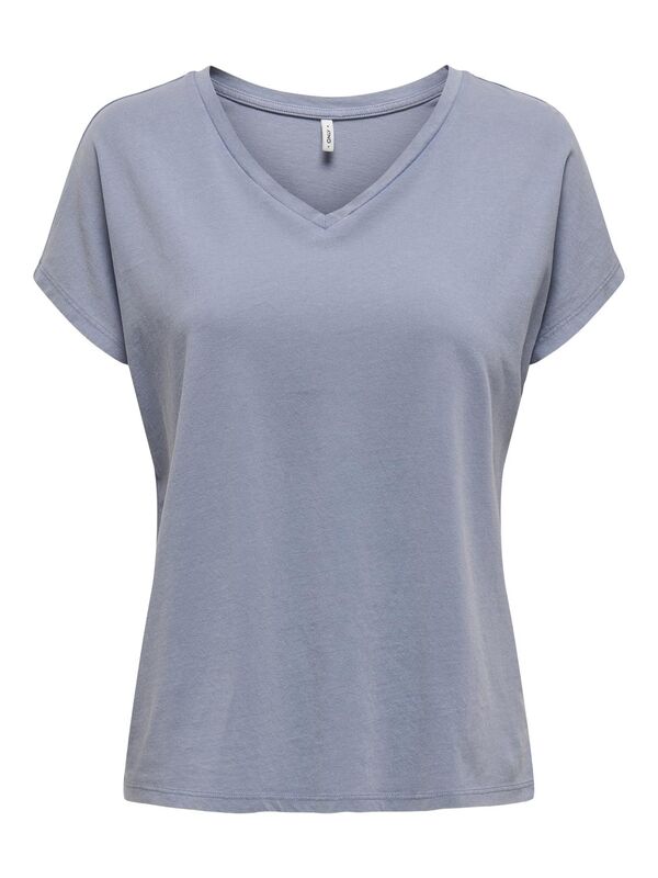 Only - ONLLUCY LIFE SS VNECK MOSTER TOP BOX JRS Kadın Mavi T-Shirt - 15343382