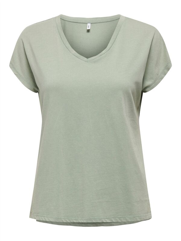 Only - ONLLUCY LIFE SS VNECK MOSTER TOP BOX JRS Kadın Yeşil T-Shirt - 15343382