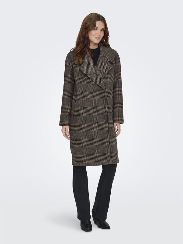 ONLMADISON LIFE CHECK COAT CC OTW UG Kadın Kahverengi Kaban - 15349086