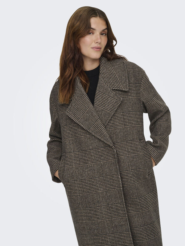 Only - ONLMADISON LIFE CHECK COAT CC OTW UG Kadın Kahverengi Kaban - 15349086