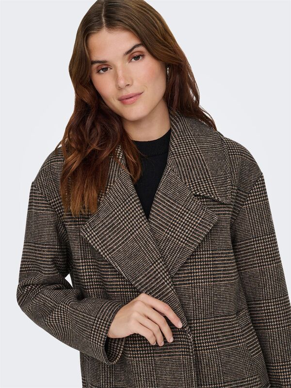ONLMADISON LIFE CHECK COAT CC OTW UG Kadın Kahverengi Kaban - 15349086