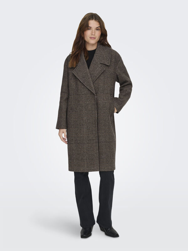 ONLMADISON LIFE CHECK COAT CC OTW UG Kadın Kahverengi Kaban - 15349086