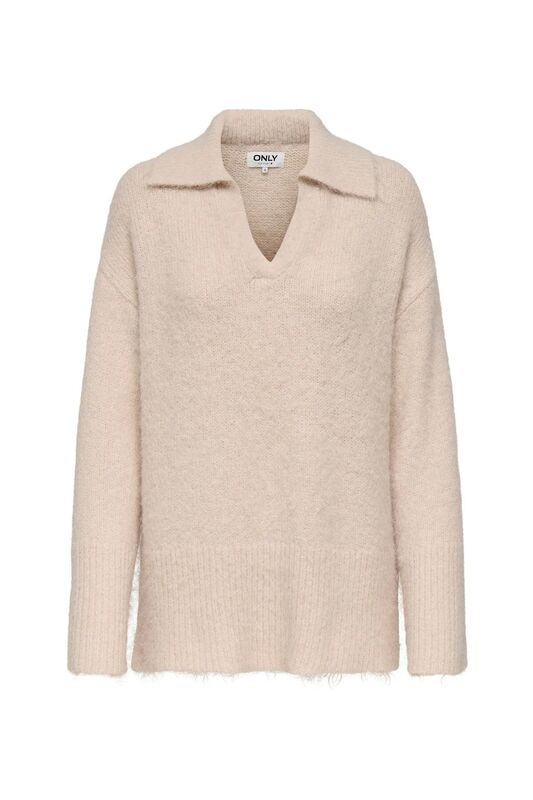 Only - ONLMAGGIE LIFE LS POLO CC KNT Kadın Gri Kazak - 15350850