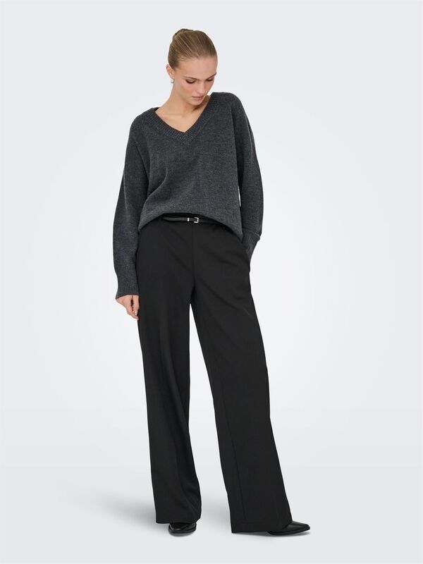 Only - ONLMARI LS LOOSE V-NECK KNT Kadın Gri Kazak - 15360940