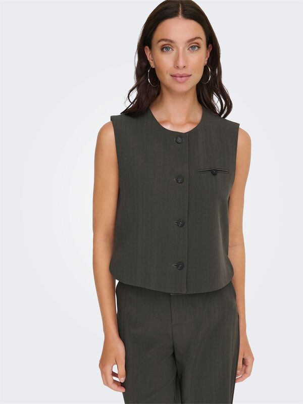 ONLMATEO LIFE S/L STRIPE VEST CC TLR Kadın Siyah Yelek - 15351087