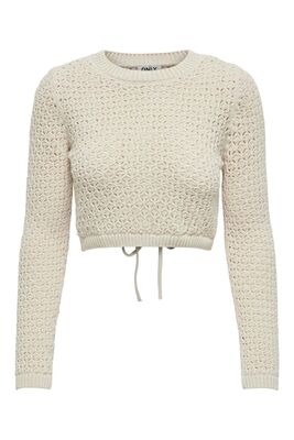 Only - ONLMAURA LIFE LS BACK DETAIL O-NECK KNT Kadın Beyaz Kazak - 15318340