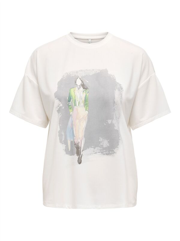 Only - ONLMELINA S/S LADIES TOP BOX JRS Kadın Cloud Dancer T-Shirt - 15342876