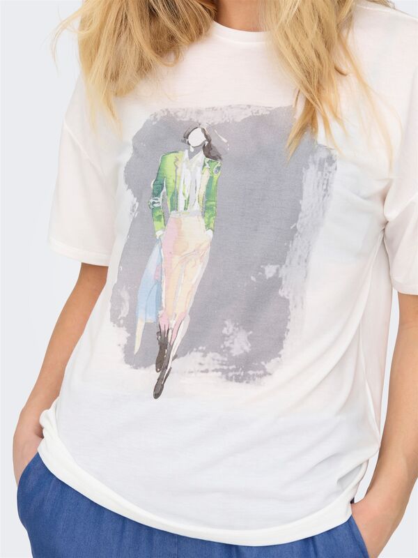 ONLMELINA S/S LADIES TOP BOX JRS Kadın Cloud Dancer T-Shirt - 15342876