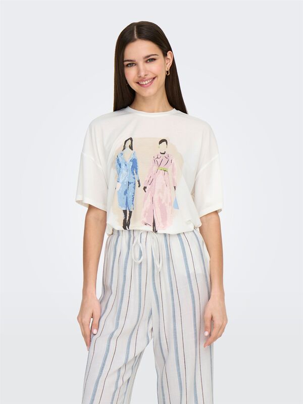 ONLMELINA S/S LADIES TOP BOX JRS Kadın Cloud Dancer T-Shirt - 15342876