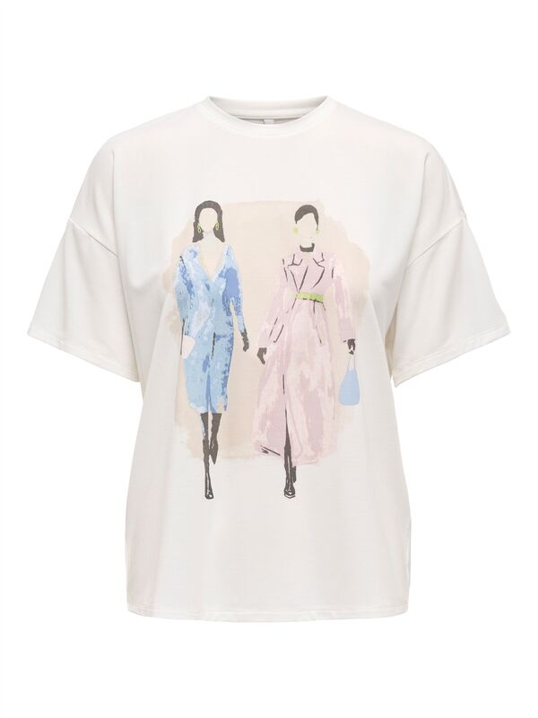 ONLMELINA S/S LADIES TOP BOX JRS Kadın Cloud Dancer T-Shirt - 15342876