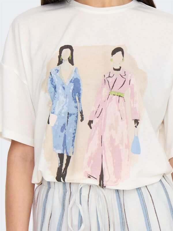 ONLMELINA S/S LADIES TOP BOX JRS Kadın Cloud Dancer T-Shirt - 15342876