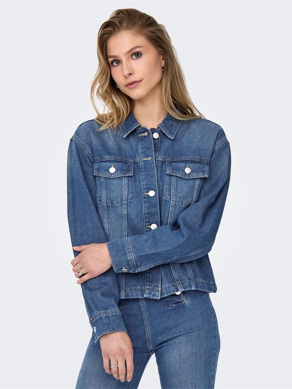 Only - ONLMIKA L/S DNM JKT AKM MOCH Kadın Medium Blue Denim Ceket - 15352316