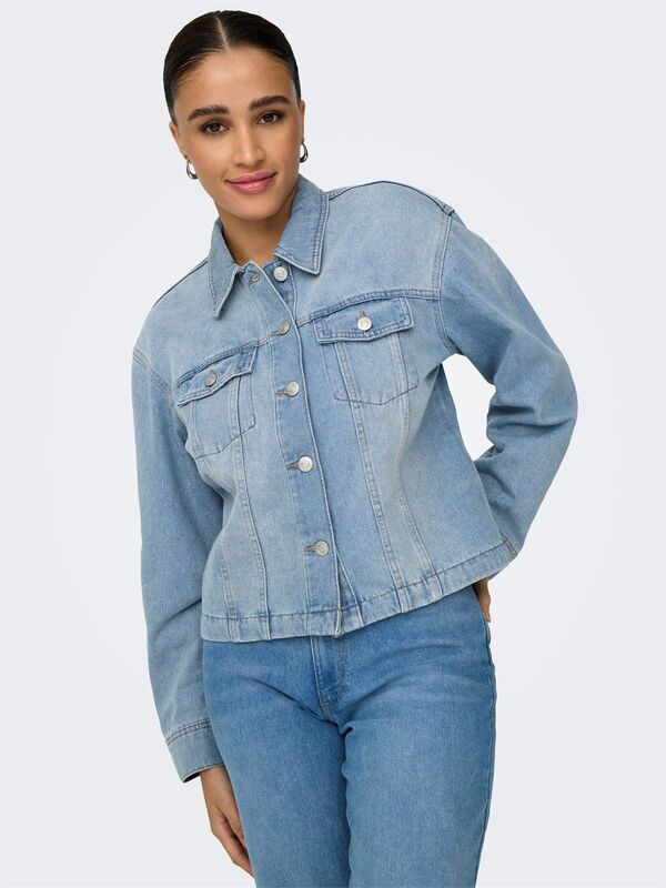 ONLMIKA L/S DNM JKT AKM MOCH Kadın Light Blue Denim Ceket - 15352316