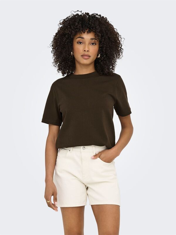 ONLMONJA LIFE S/S TEE JRS NOOS Kadın Kahverengi T-Shirt - 15320892