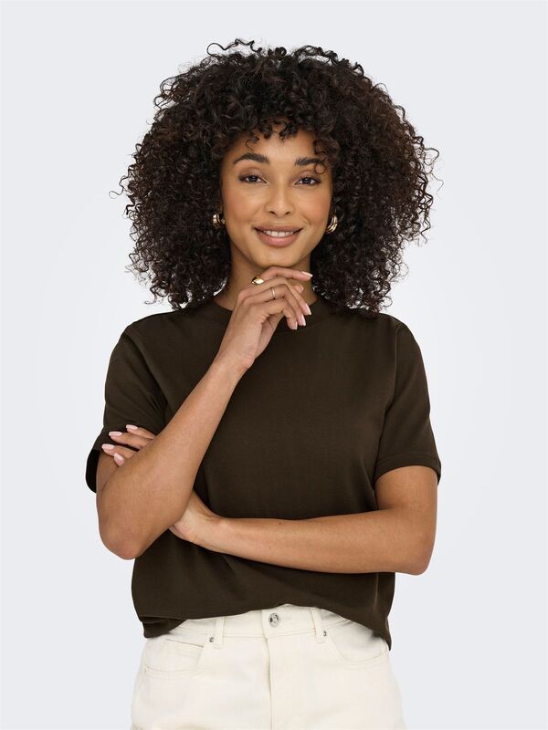 ONLMONJA LIFE S/S TEE JRS NOOS Kadın Kahverengi T-Shirt - 15320892