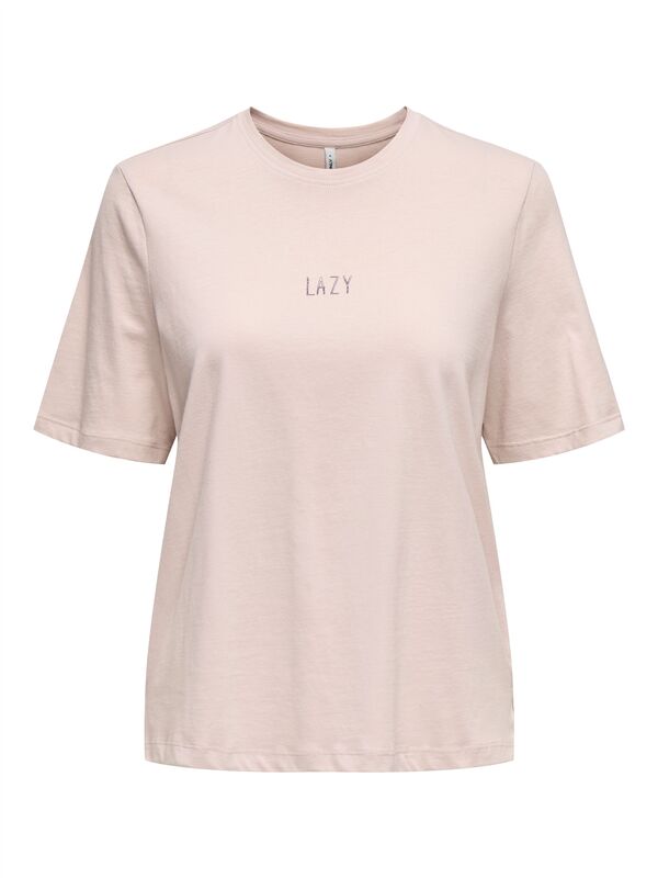 Only - ONLMOODY LIFE S/S WORD TOP BOX JRS Kadın Pembe T-Shirt - 15343277