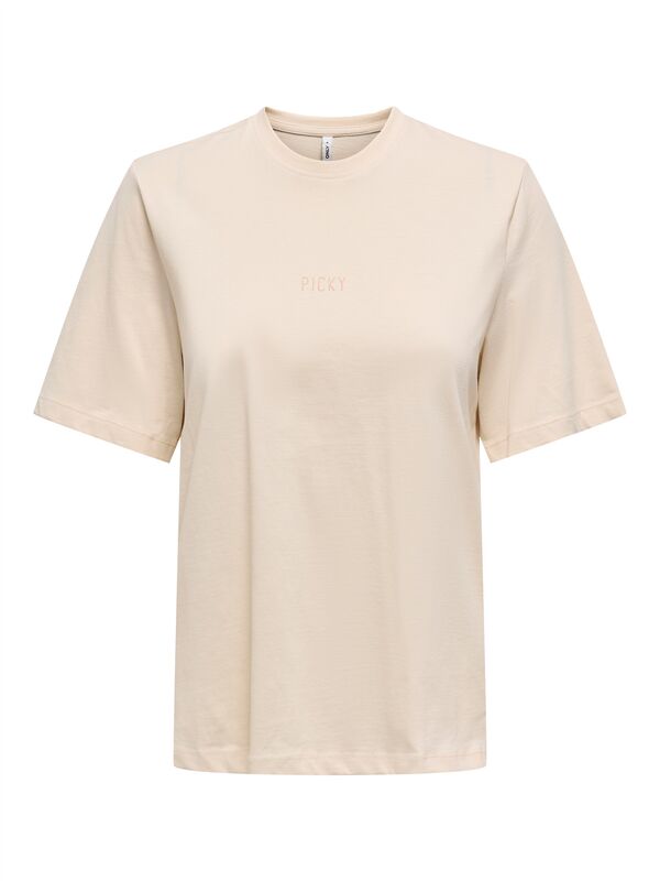 ONLMOODY LIFE S/S WORD TOP BOX JRS Kadın Bej T-Shirt - 15343277