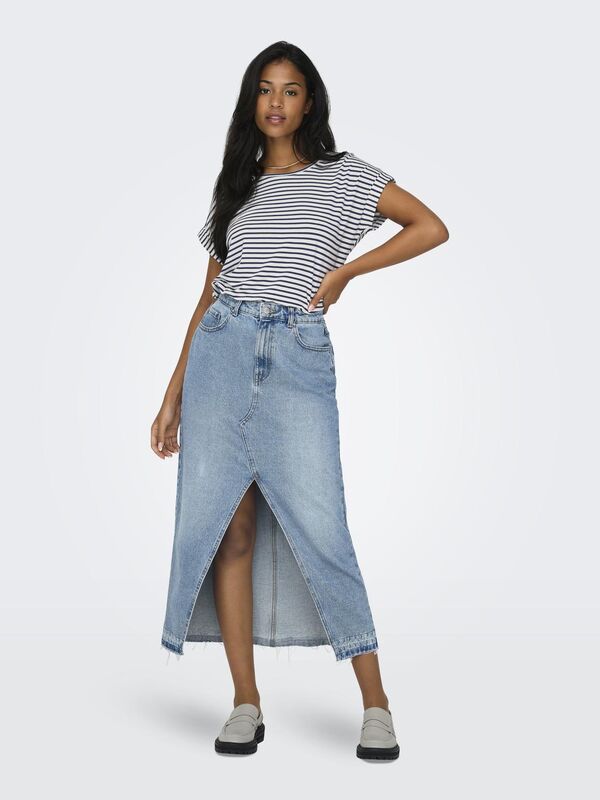 ONLMOSTER STRIPE S/S O-NECK TOP JRS NOOS Kadın Beyaz Bluz - 15206243