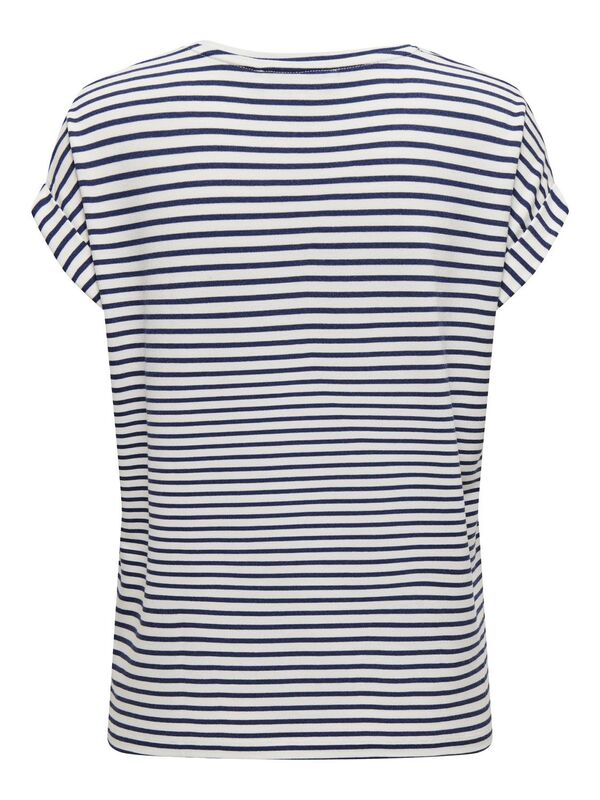 ONLMOSTER STRIPE S/S O-NECK TOP JRS NOOS Kadın Beyaz Bluz - 15206243