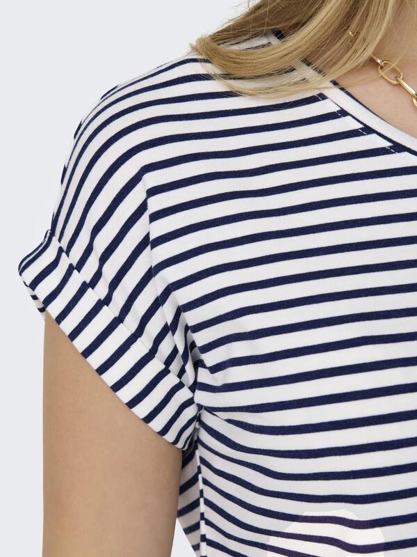 ONLMOSTER STRIPE S/S O-NECK TOP JRS NOOS Kadın Beyaz Bluz - 15206243