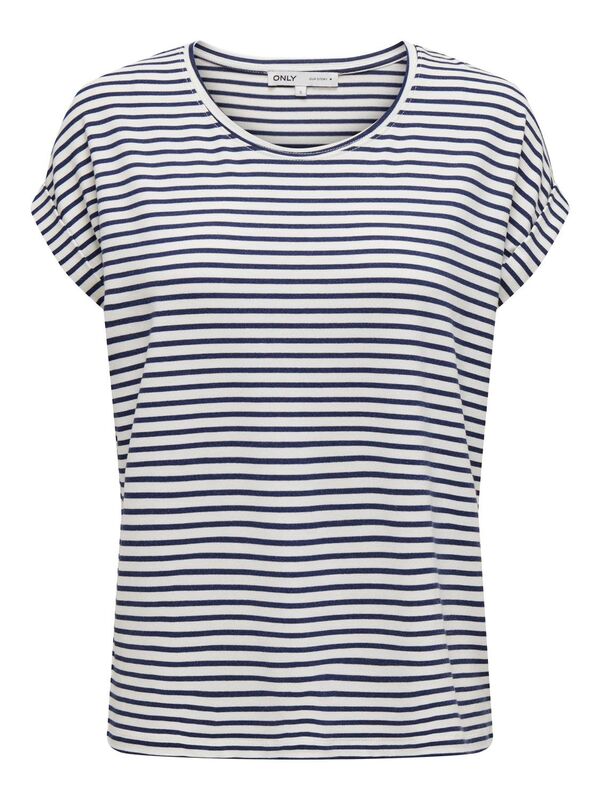 ONLMOSTER STRIPE S/S O-NECK TOP JRS NOOS Kadın Beyaz Bluz - 15206243