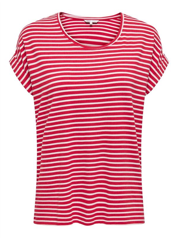 ONLMOSTER STRIPE S/S O-NECK TOP JRS NOOS Kadın Kırmızı Bluz - 15206243