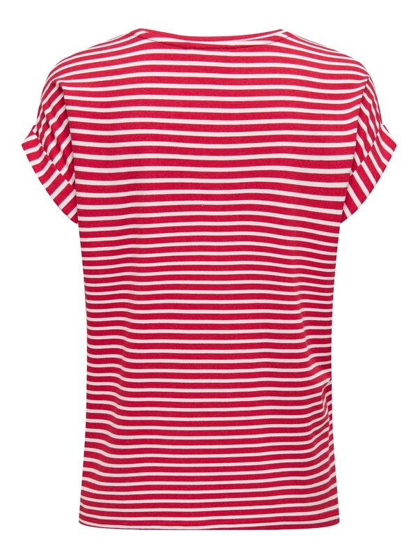 ONLMOSTER STRIPE S/S O-NECK TOP JRS NOOS Kadın Kırmızı Bluz - 15206243