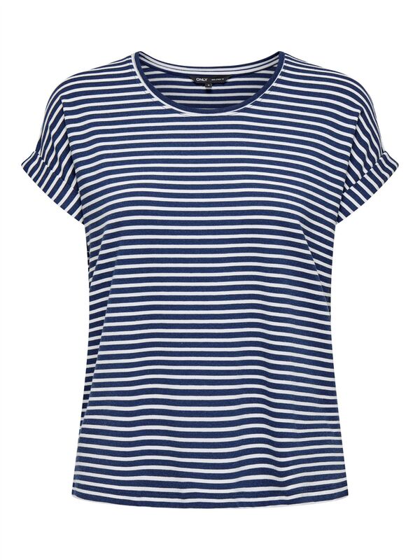 ONLMOSTER STRIPE S/S O-NECK TOP JRS NOOS Kadın Mavi Bluz - 15206243