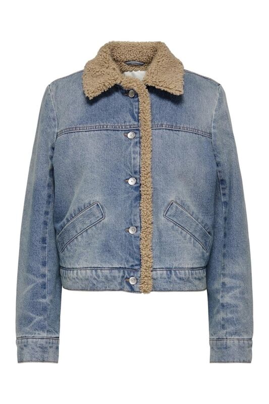 ONLNADYA LS TEDDY DNM JACKET GUA Kadın Mavi Mont - 15325567