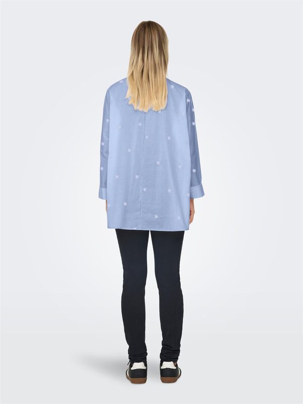 ONLNEW LINA GRACE LS EMB SHIRT NOOS WVN Kadın Mavi UK Gömlek - 15283743