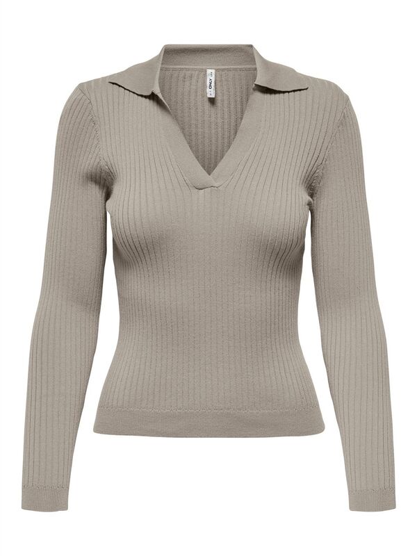 Only - ONLNIMA LIFE LS POLO PULLOVER CC KNT Kadın Gri Kazak - 15344231