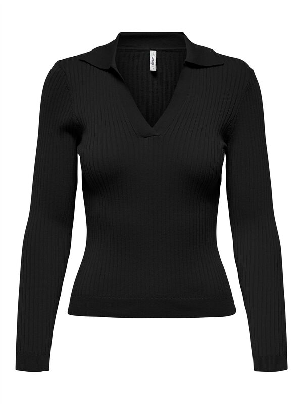 ONLNIMA LIFE LS POLO PULLOVER CC KNT Kadın Siyah Kazak - 15344231